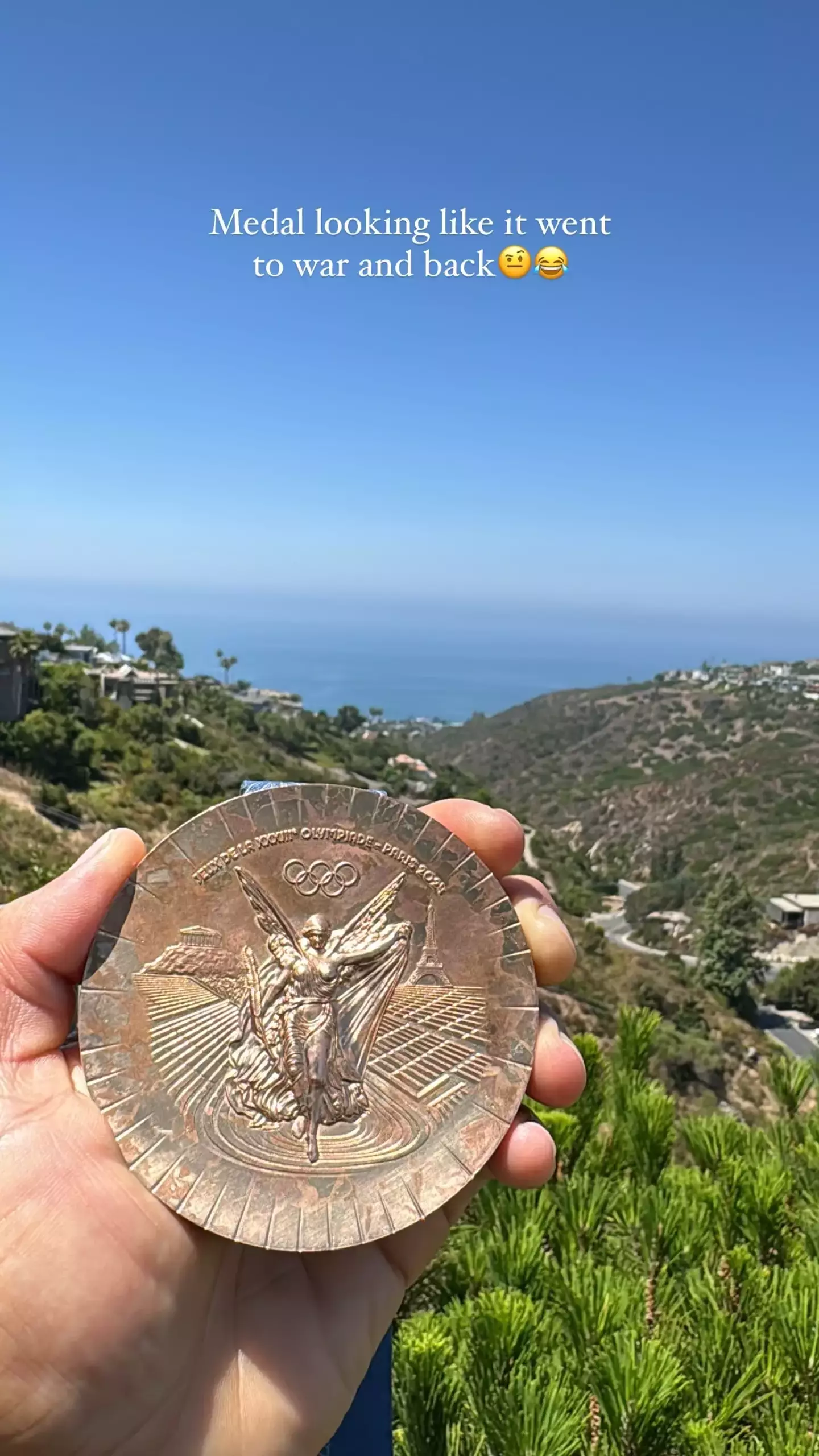 The Team USA athlete shared the shocking condition of his medal after just over a week. (Instagram/@nyjah)