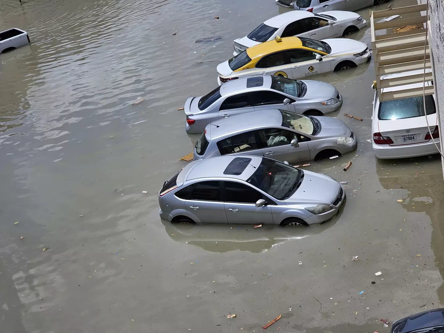 Almost two years of rainfall in Dubai has submerged roads, cars, trains and buildings. (Stringer/Anadolu via Getty Images)