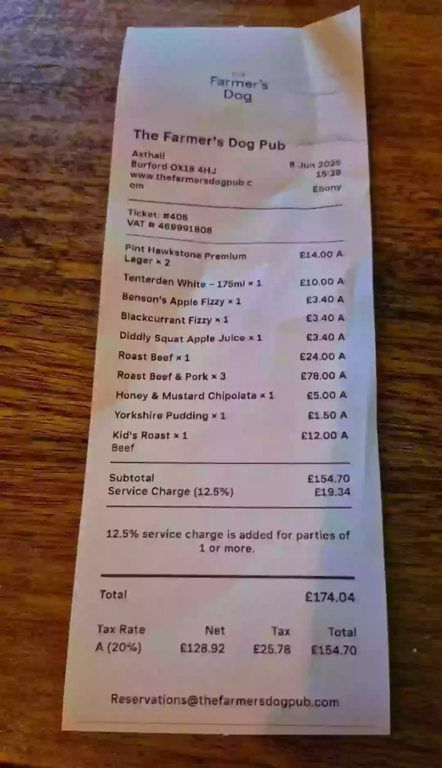The viral Clarkson's Farm receipt (Facebook)