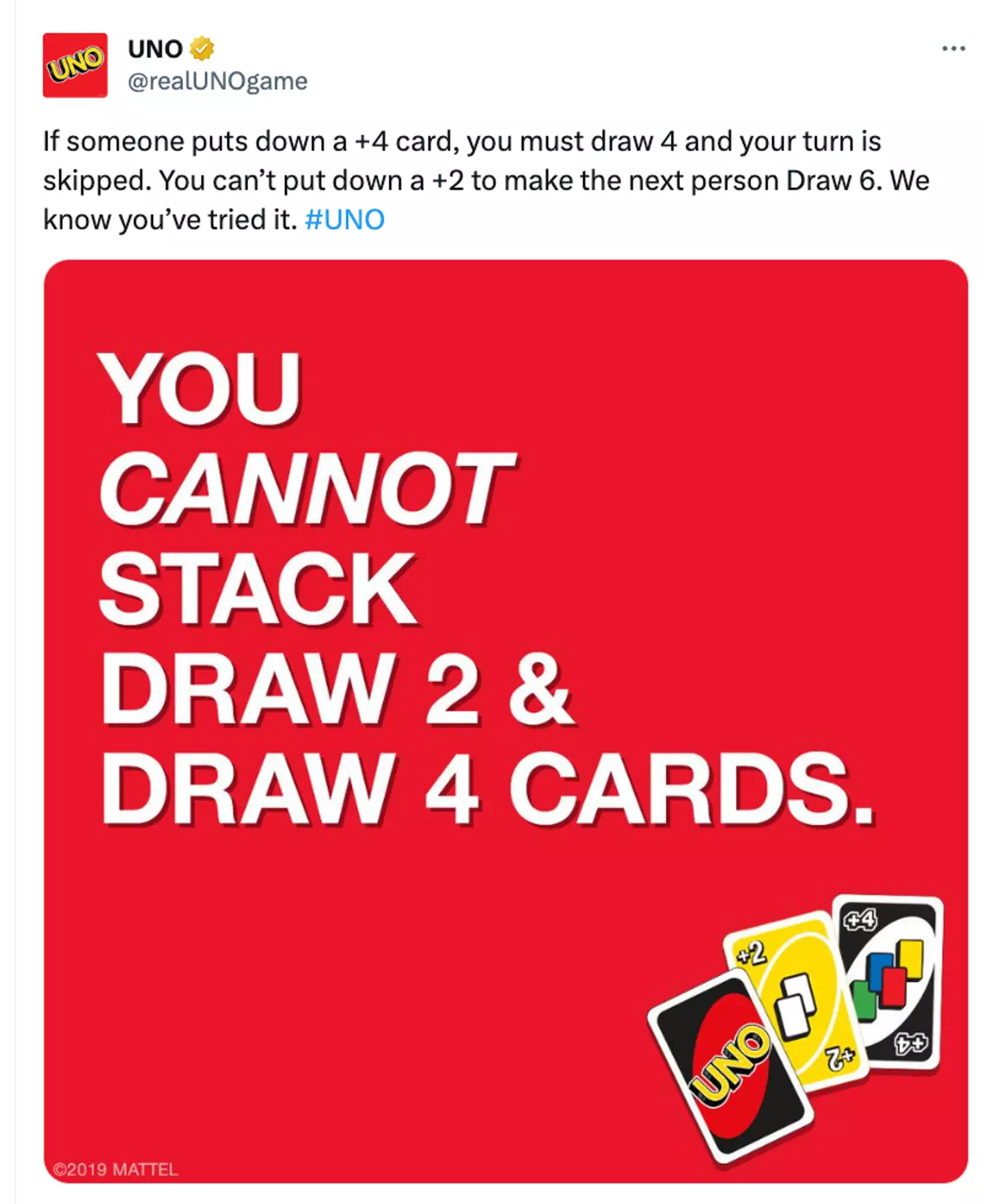 UNO has cleared up the rules of the popular card game.