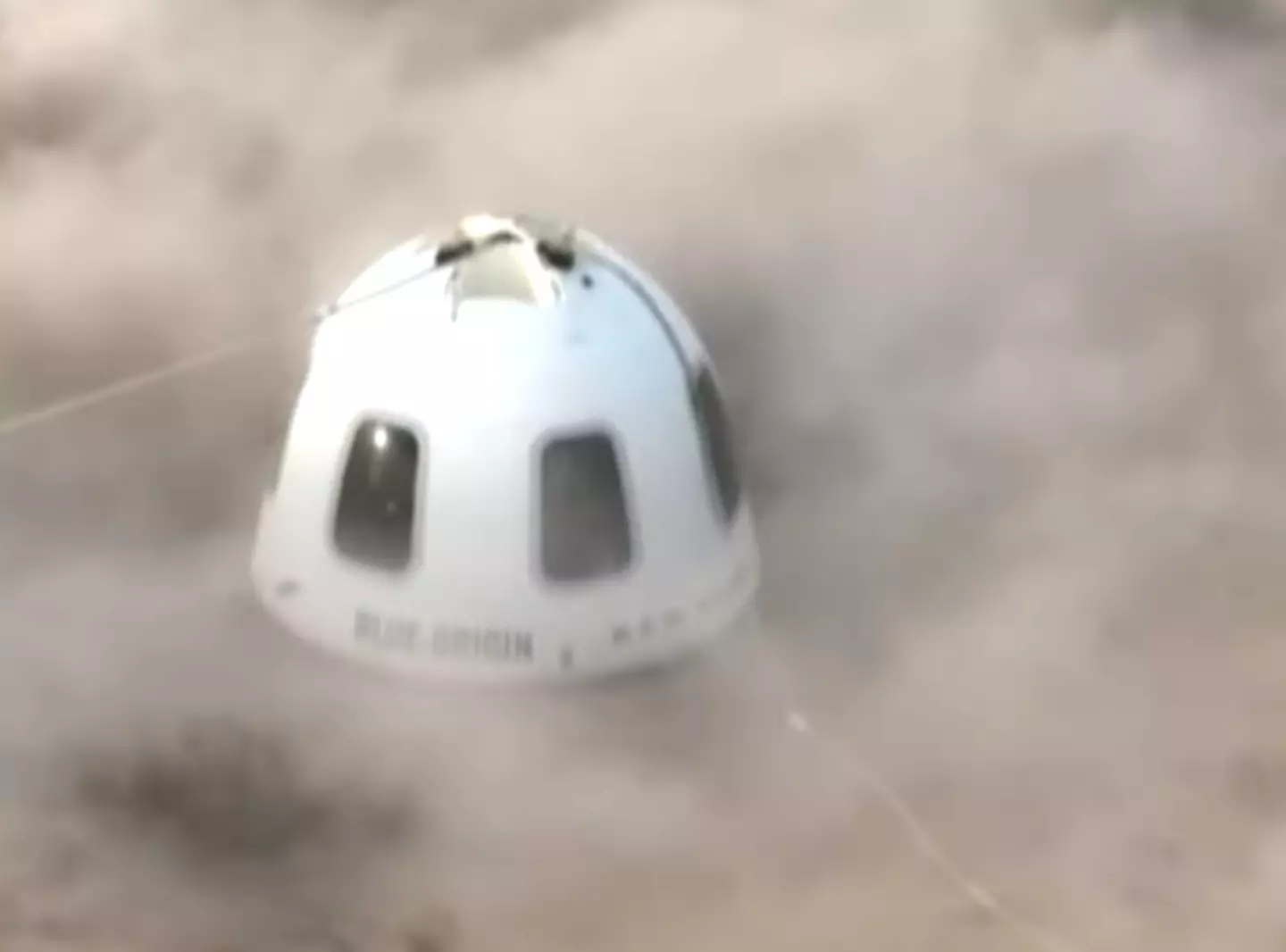 The Blue Origin capsule right after landing, it doesn't look very burned up (Instagram/@blueorigin)