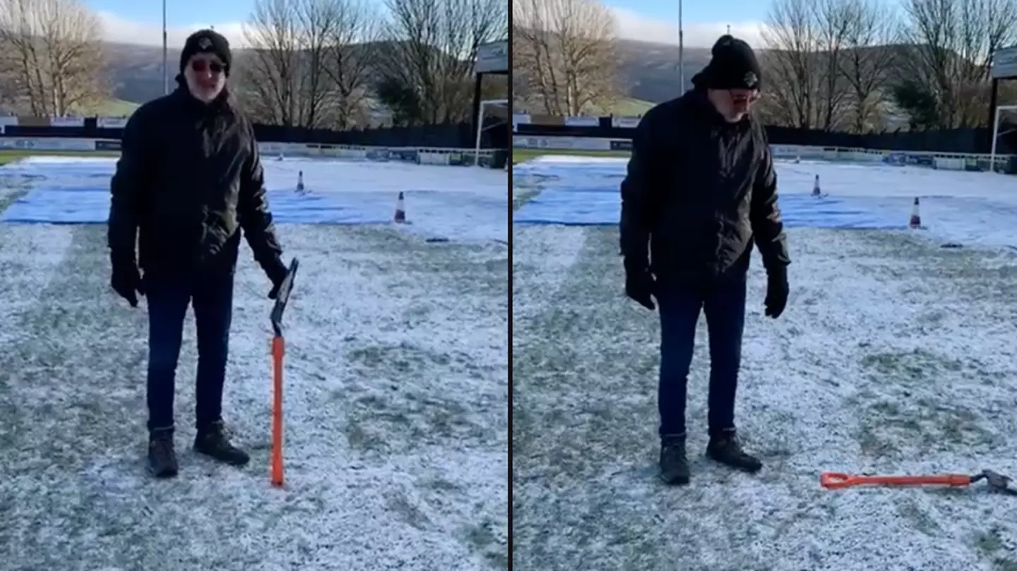 Fans demand promotion for football groundsman after hilarious pitch inspection video