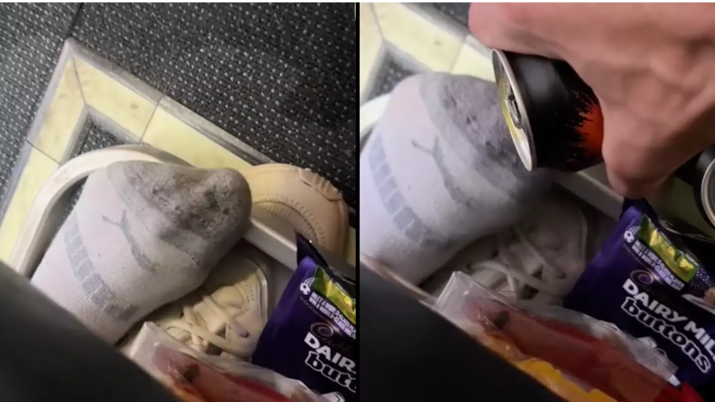 Man gets revenge on woman who ‘kept putting her smelly feet’ under his seat on plane