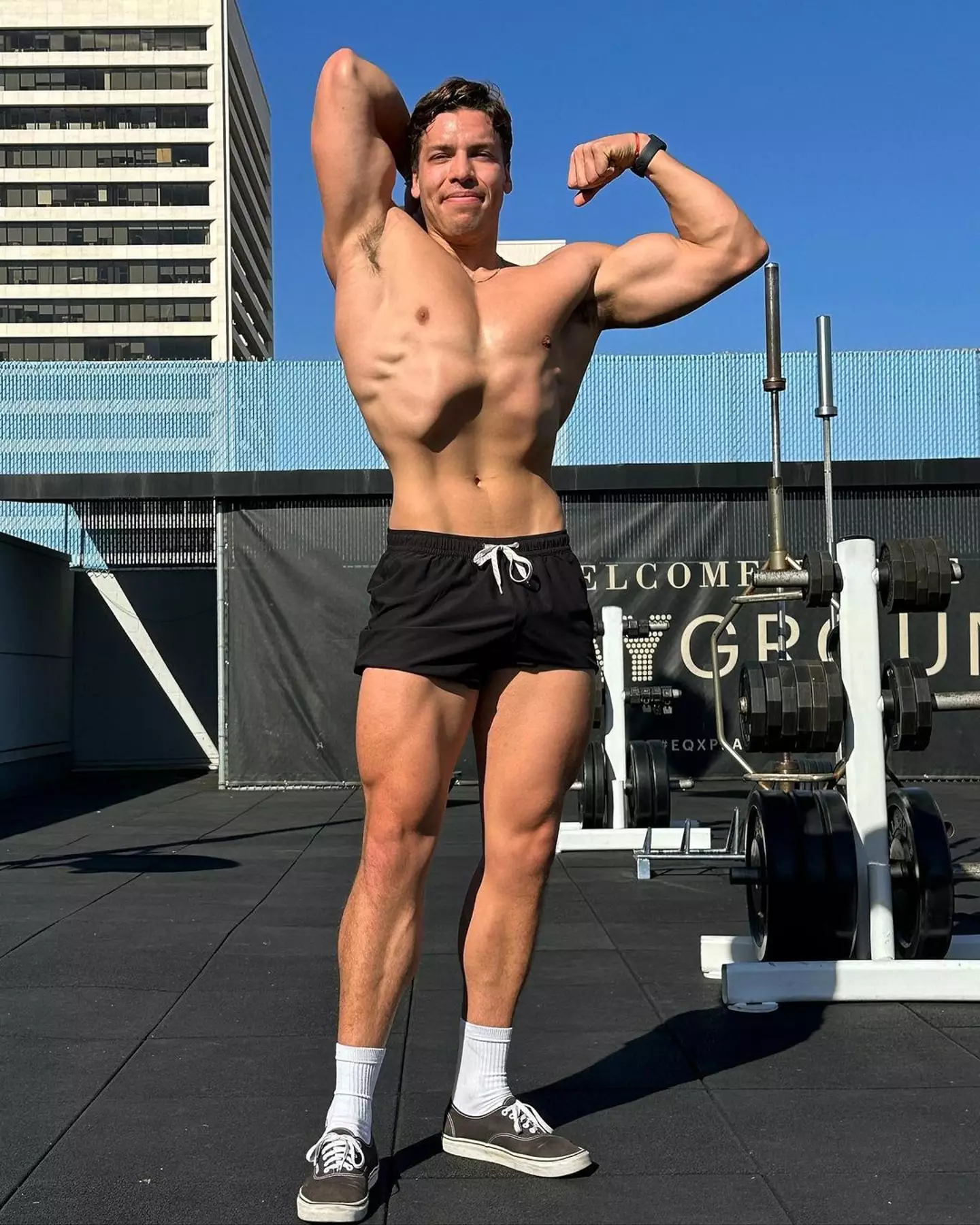 Joseph Baena is clearly following in his father Arnold Schwarzenegger's footsteps after showing off his bulky physique on Insta.