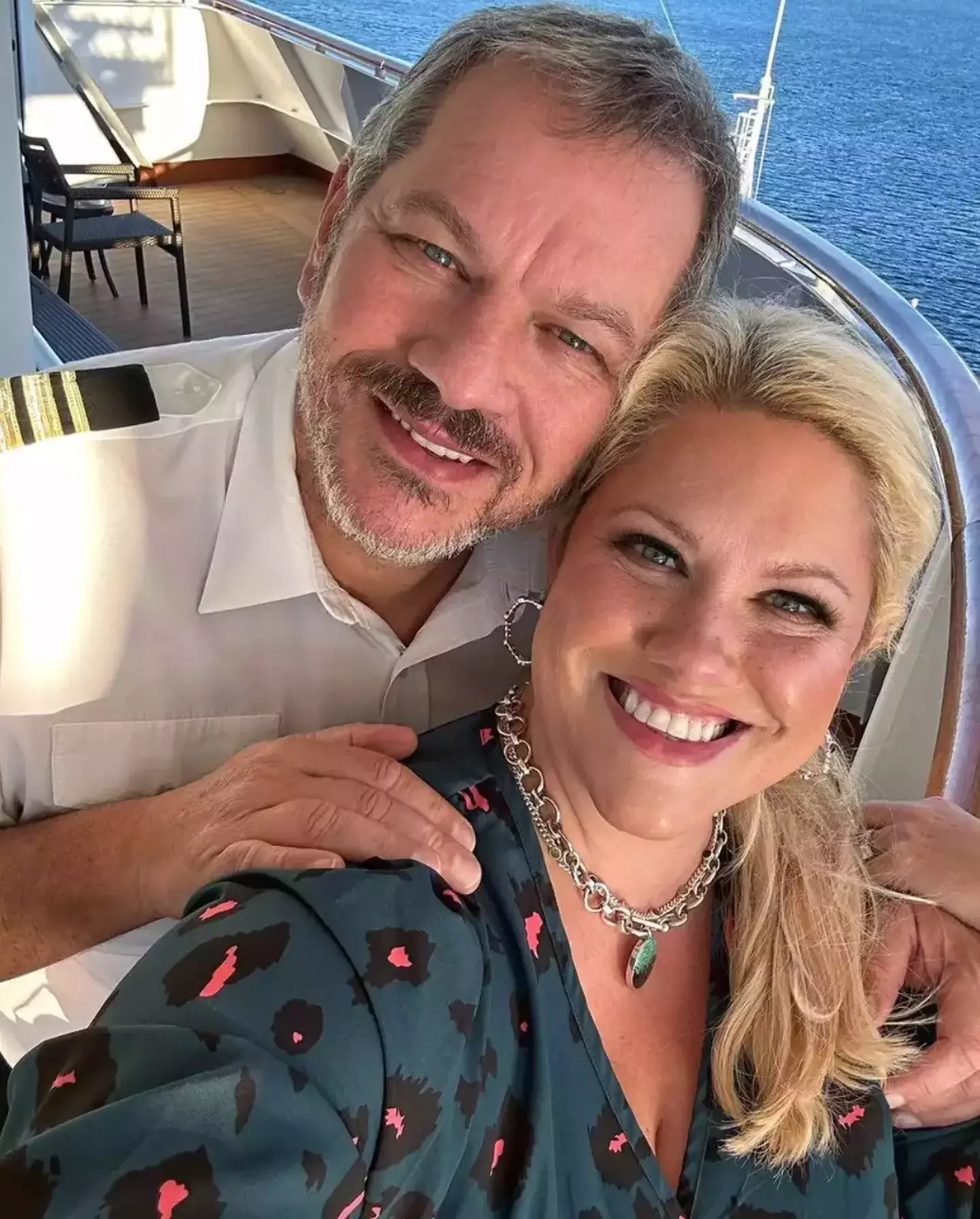 Christine and her husband live on board the cruise ship.