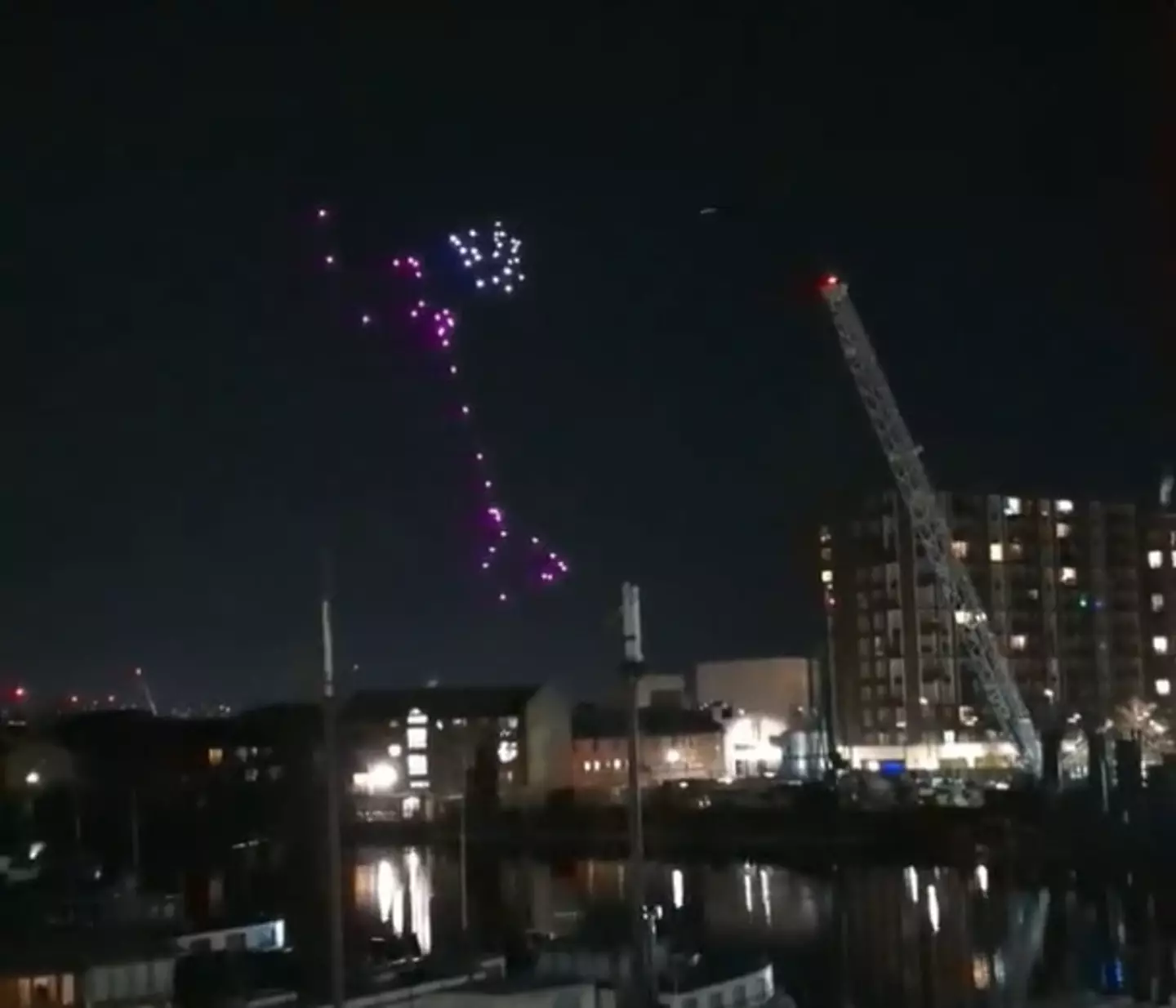 The drones formed other shapes beyond the QR code, including the Beazley company logo.