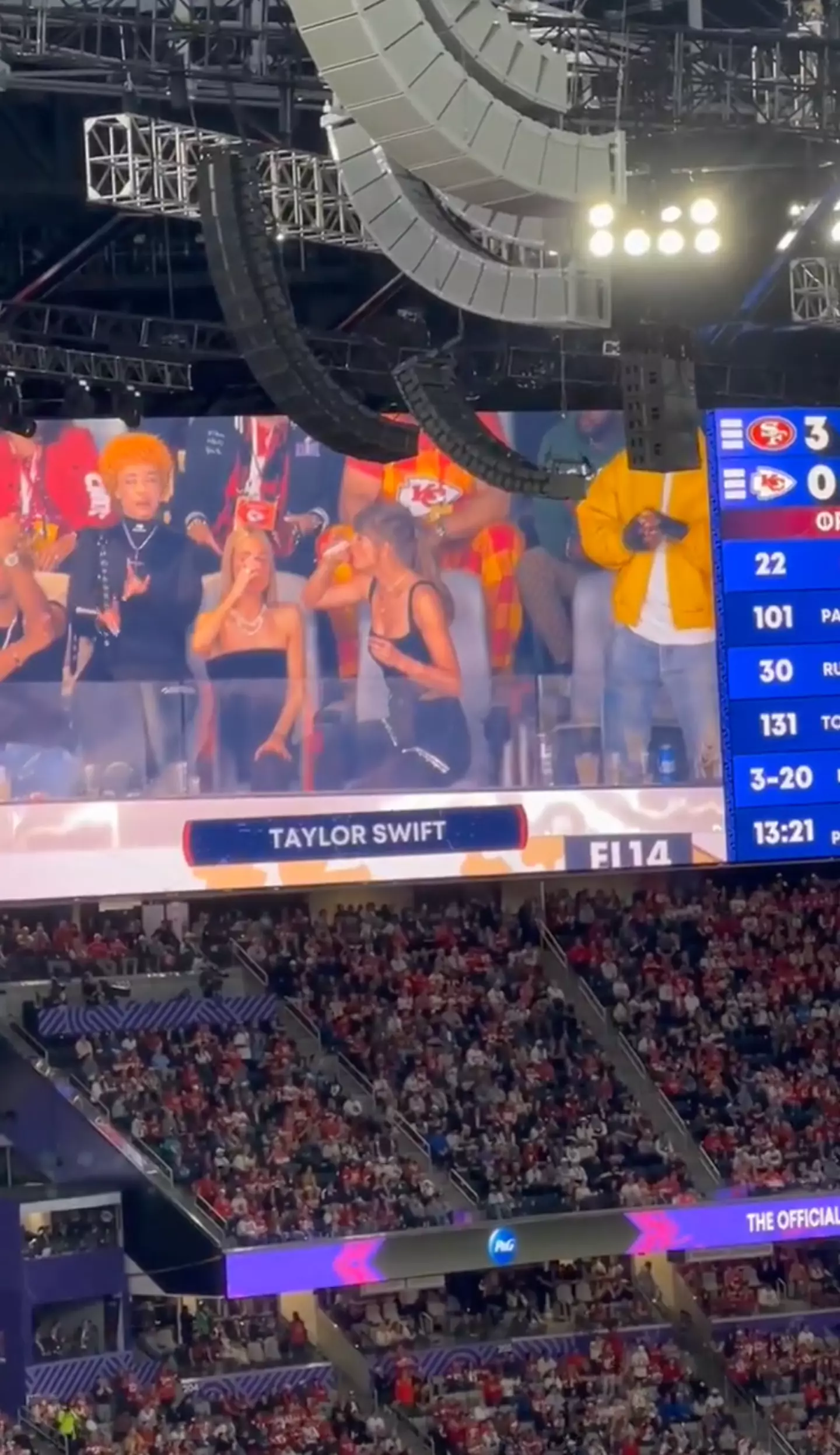 Taylor Swift could be seen chugging a beer alongside her pals.