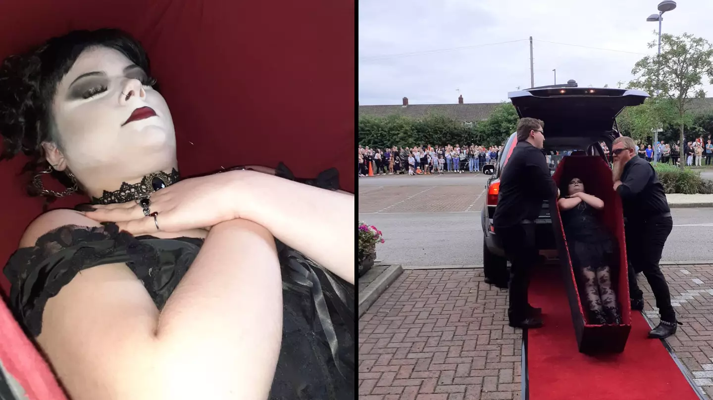 School leaver turns up to prom in coffin as vampire to 'rise from the dead'