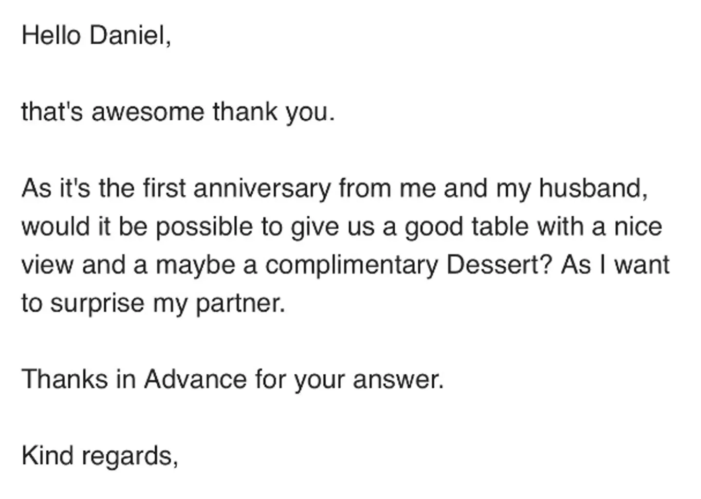 The exchange with the restaurant was posted on X.