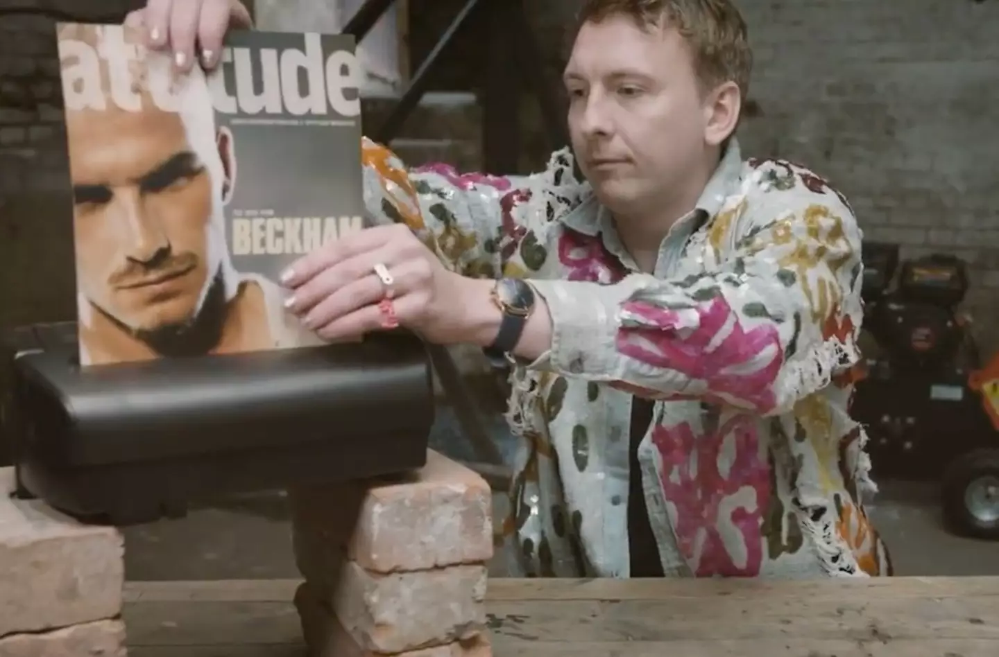 The comedian shredded the Attitude Magazine featuring David Beckham on the cover.