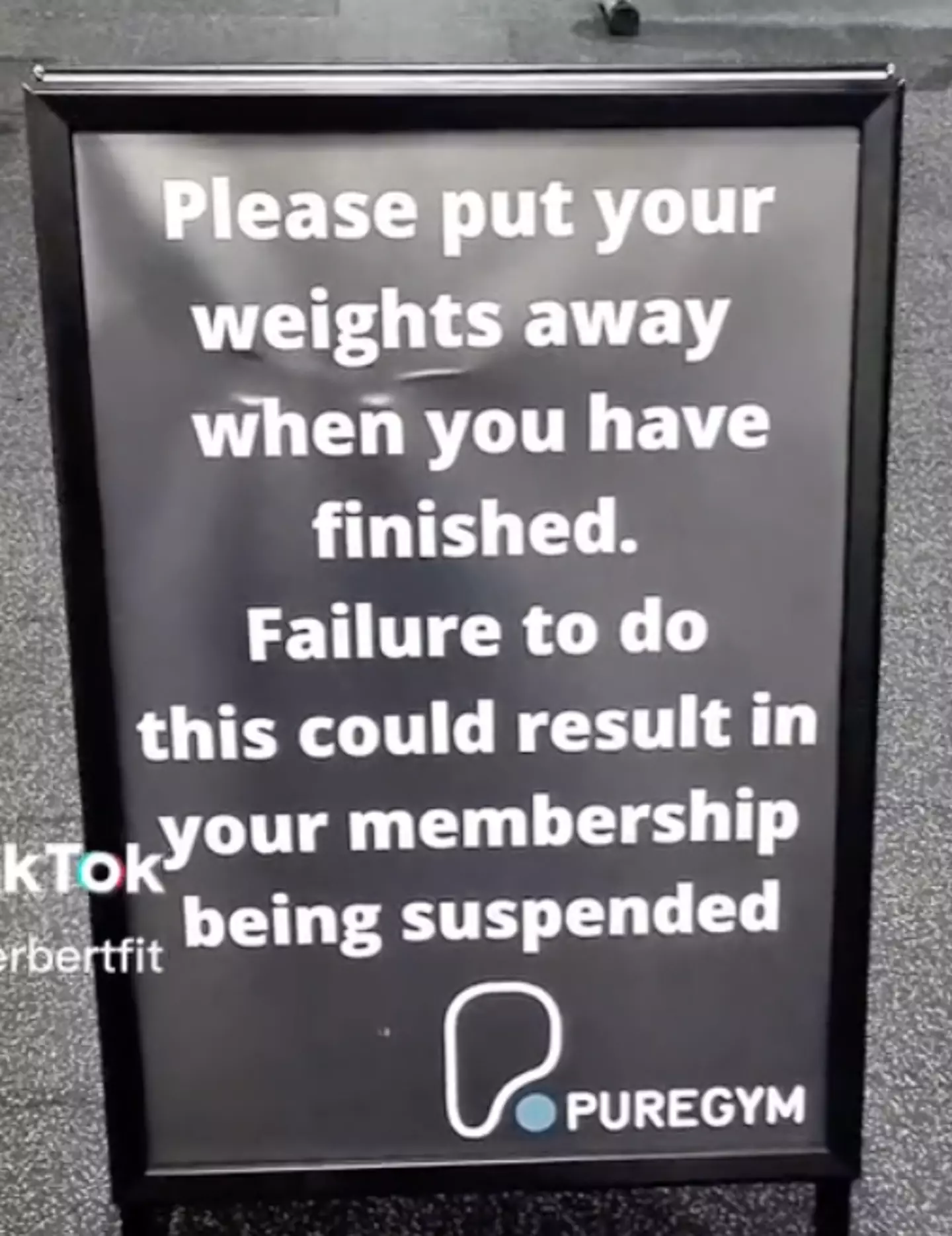 A gym goer spotted the sign in PureGym and posted it on TikTok.