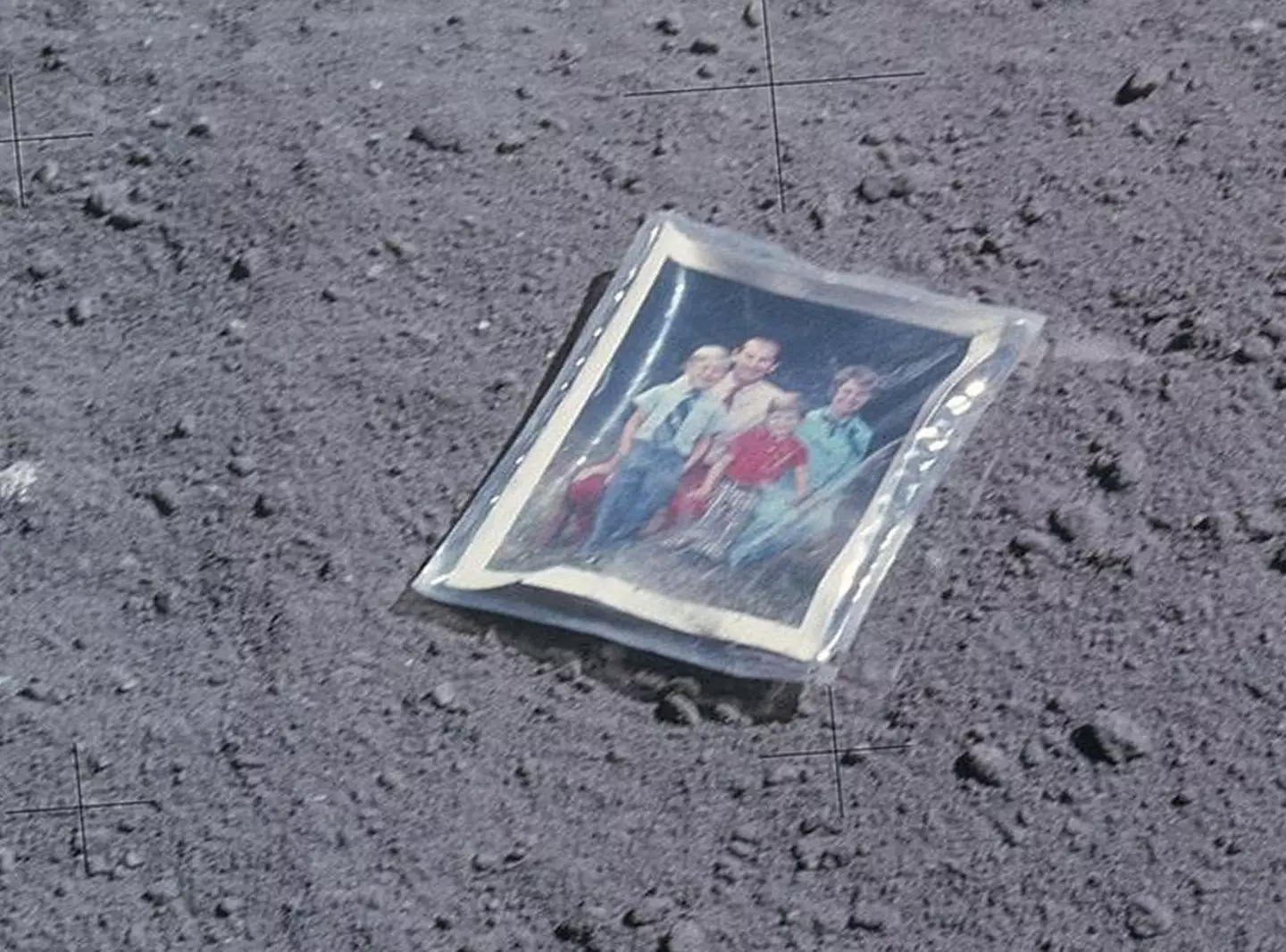 Charles Duke's family photo, it's still up there on the Moon.
