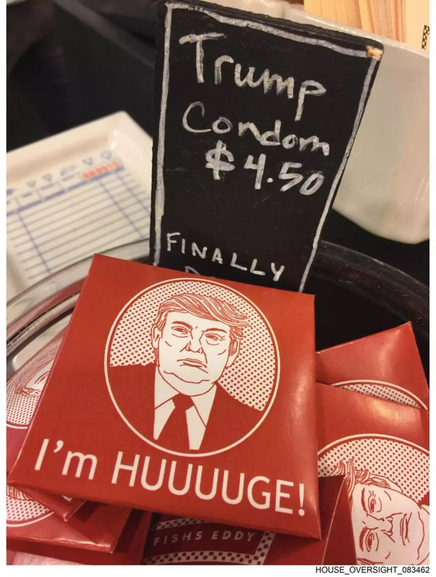Among the pictures were images of Donald Trump branded condoms, Trump has denied wrongdoing (House Oversight Democrats)