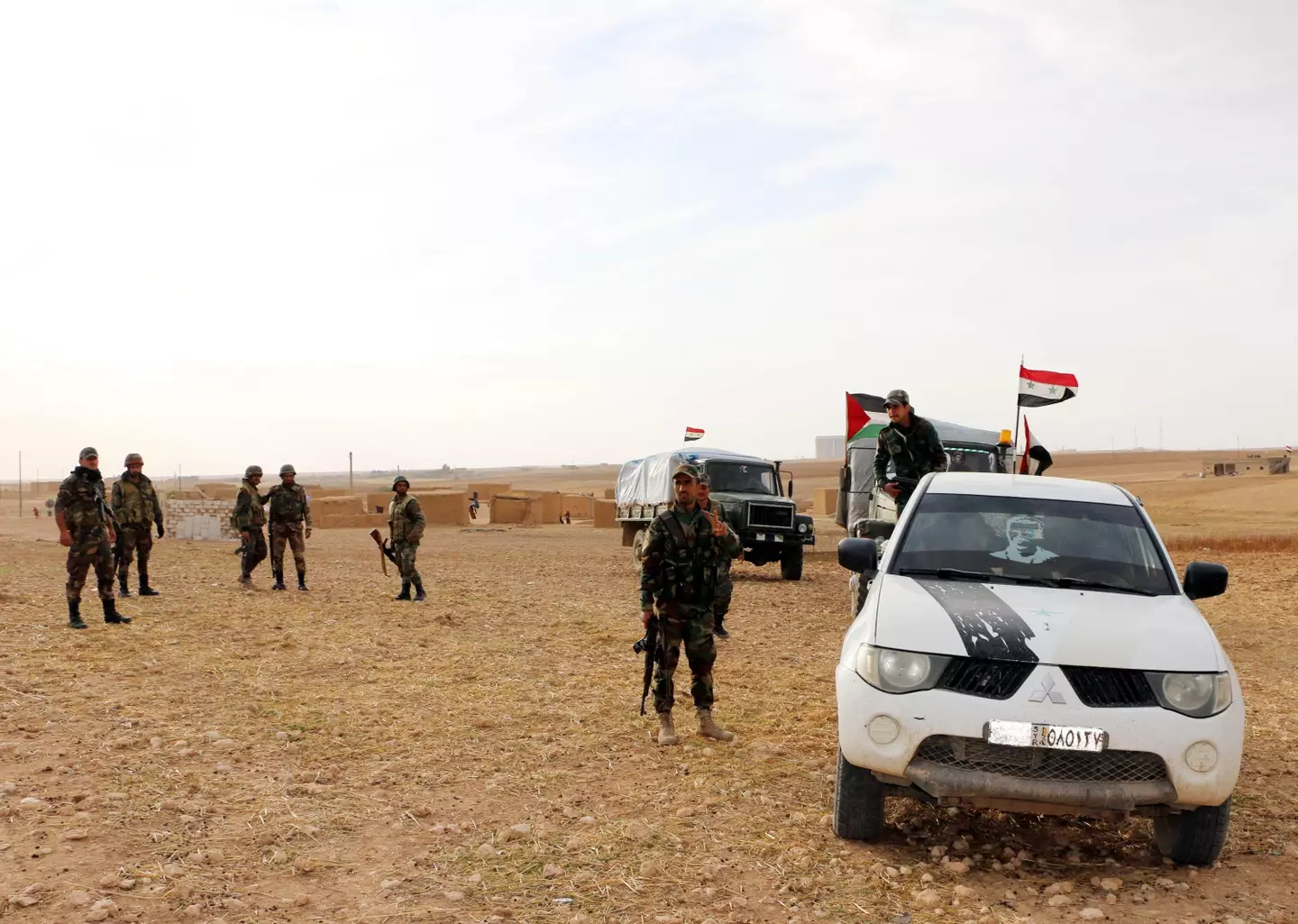 Syrian soldiers in the northern countryside of Hasakah province.