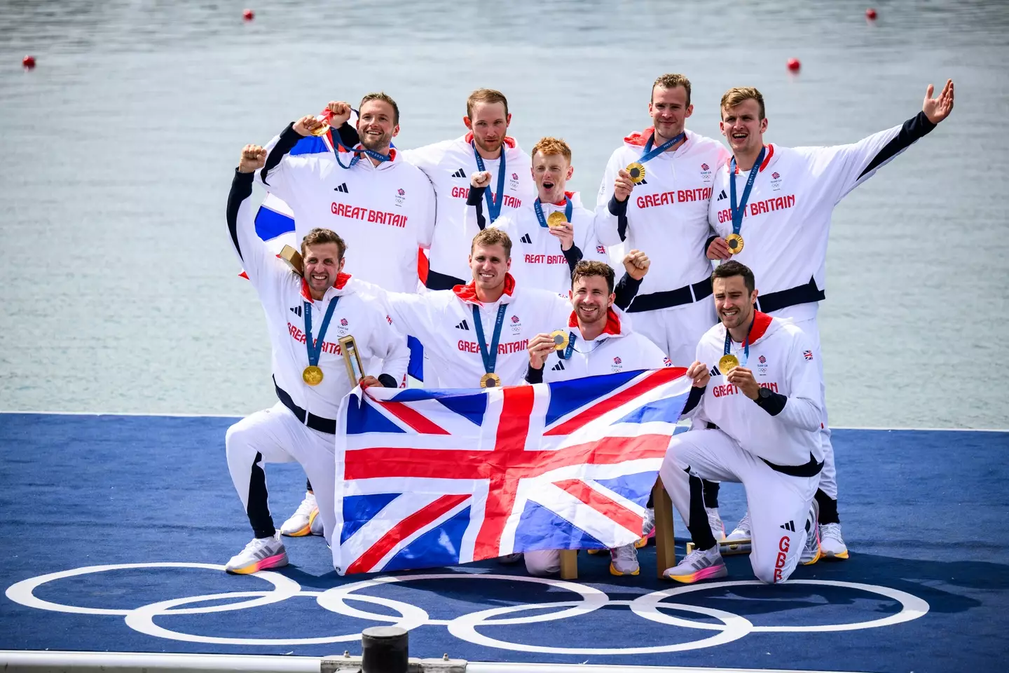 Sholto Carnegie, Rory Gibbs, Morgan Bolding, Jacob Dawson, Charlie Elwes, Tom Digby, James Rudkin and Tom Ford picked up gold for rowing (Tom Weller/VOIGT/GettyImages)