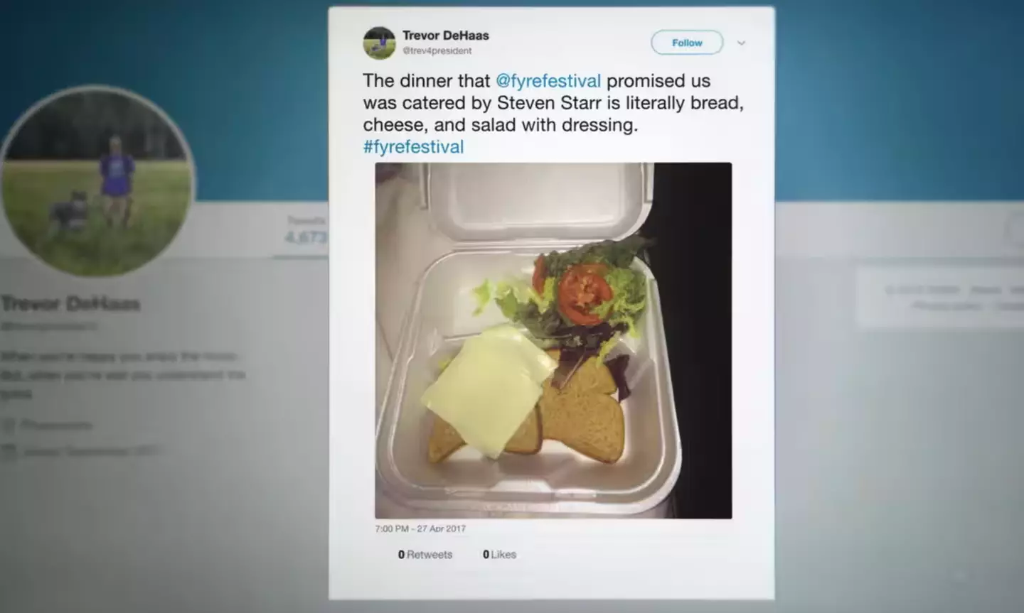 The food served up at Fyre Festival didn’t quite meet the standards promised.