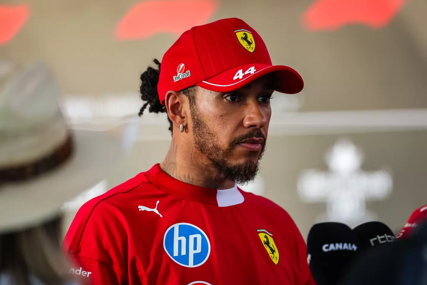 Hamilton narrowly avoided being struck by the flying debris thanks to the halo on his car (Kym Illman/Getty Images)