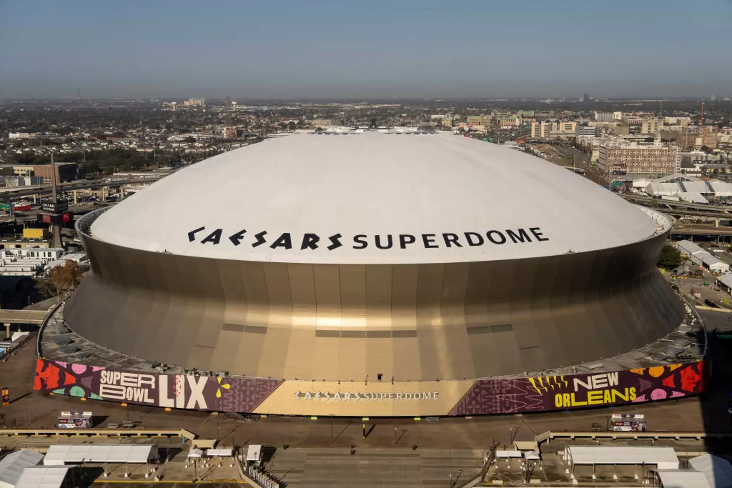 The Caesars Superdome where Super Bowl LIX was taking place (Michael Owens/Getty Images)