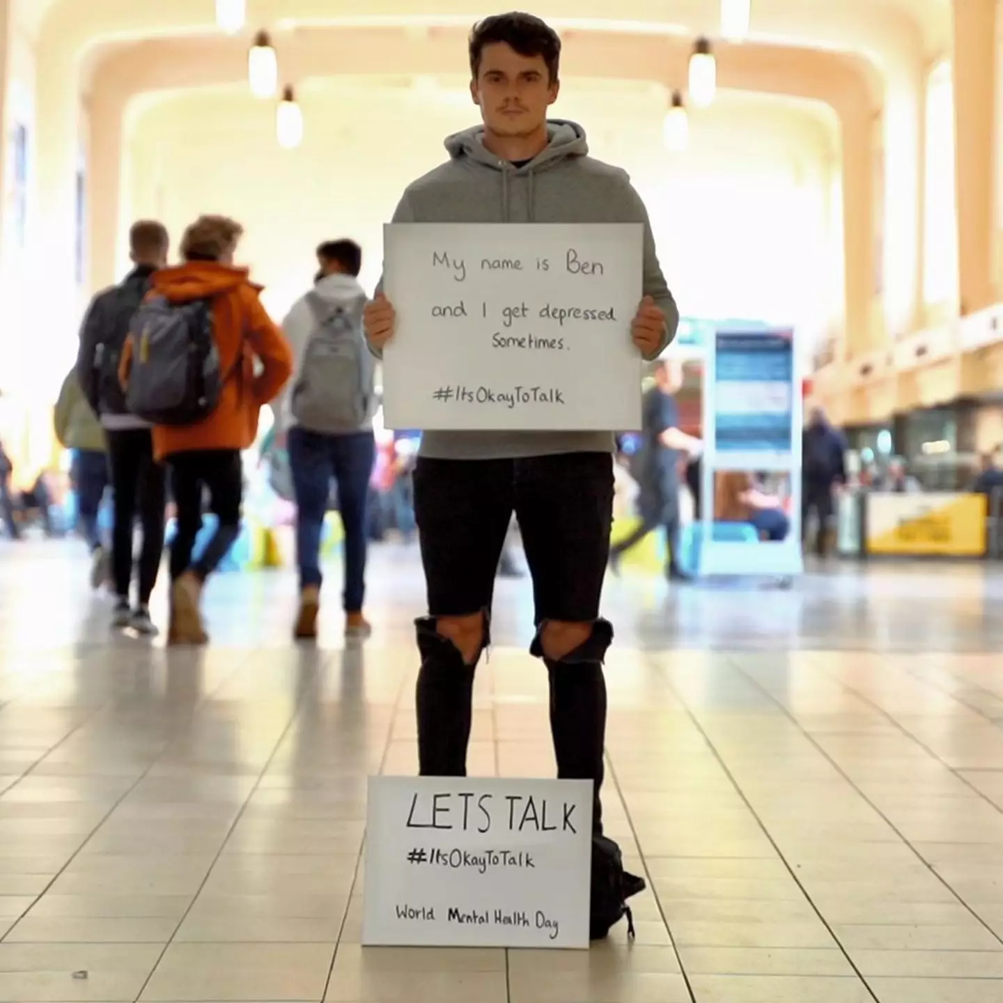 The mental health advocate has been praised by strangers for encouraging people to open up.