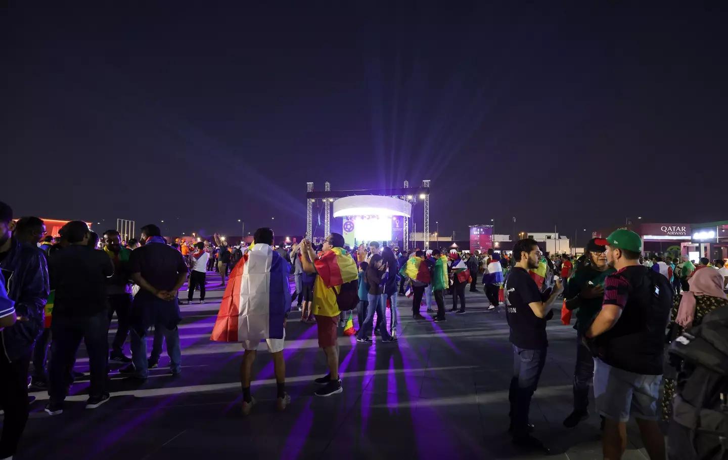 No alcohol is being sold to ordinary fans in stadiums around Qatar.