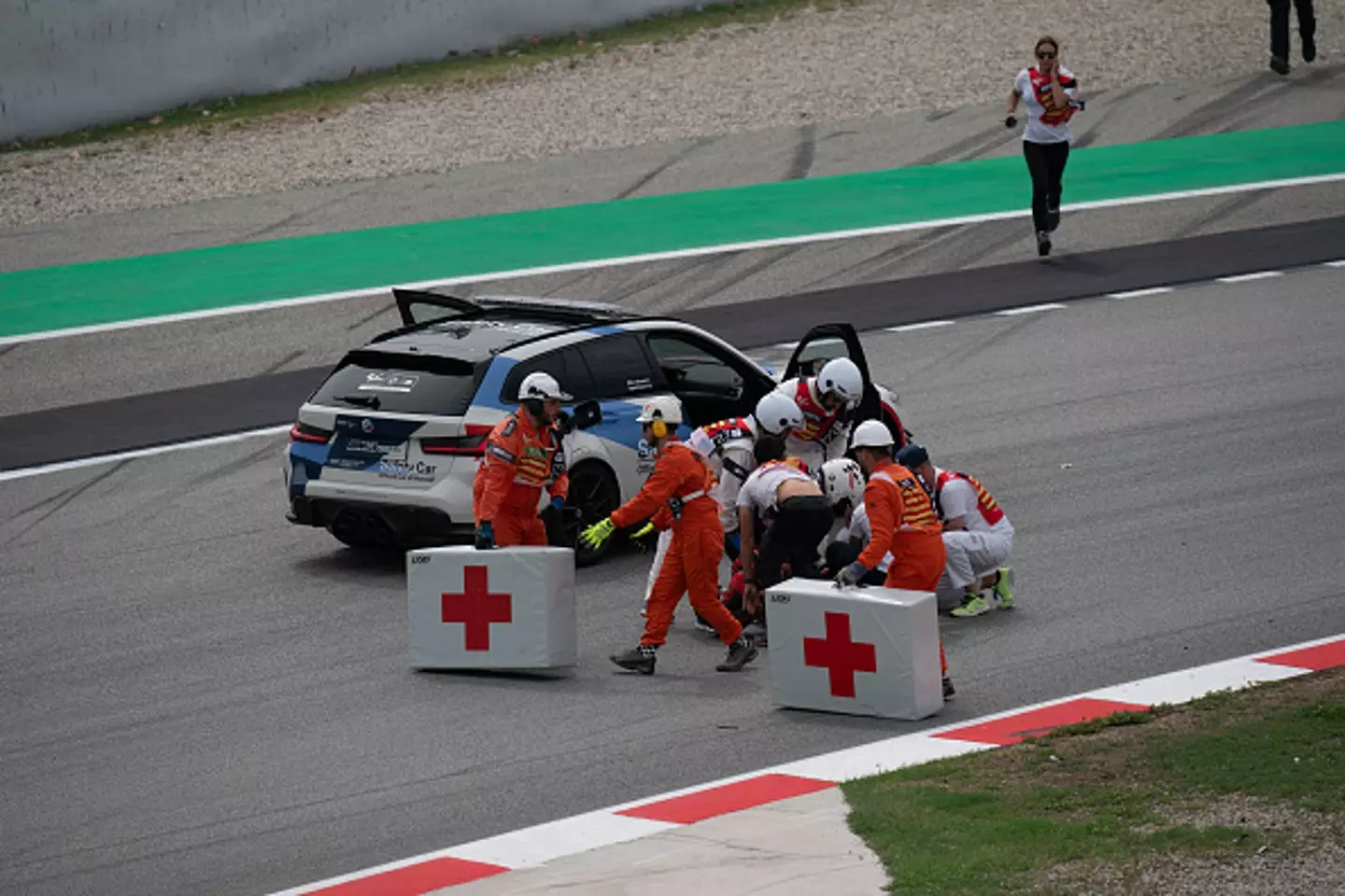 Bagnaia was attended to by the onsite medical team before being rushed to hospital.