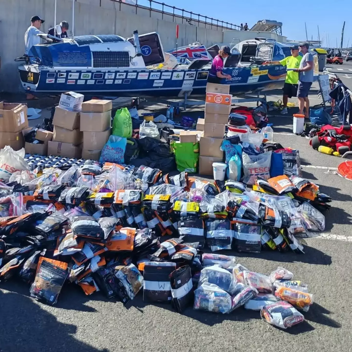 Several weeks of supplies about to be loaded onto the boat (Supplied)