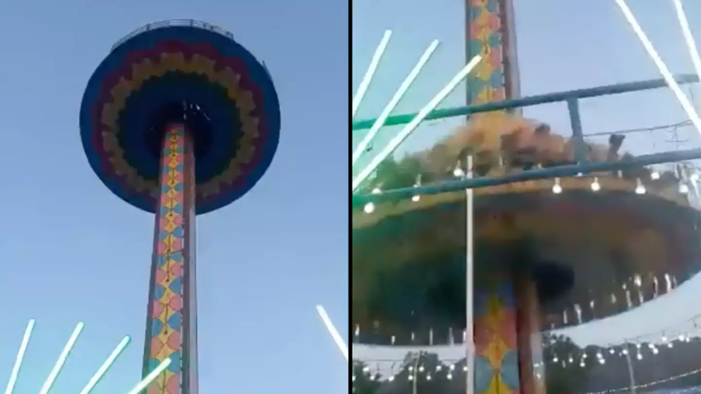 Horror moment theme park ride collapses to the ground in two seconds and injures 11 people