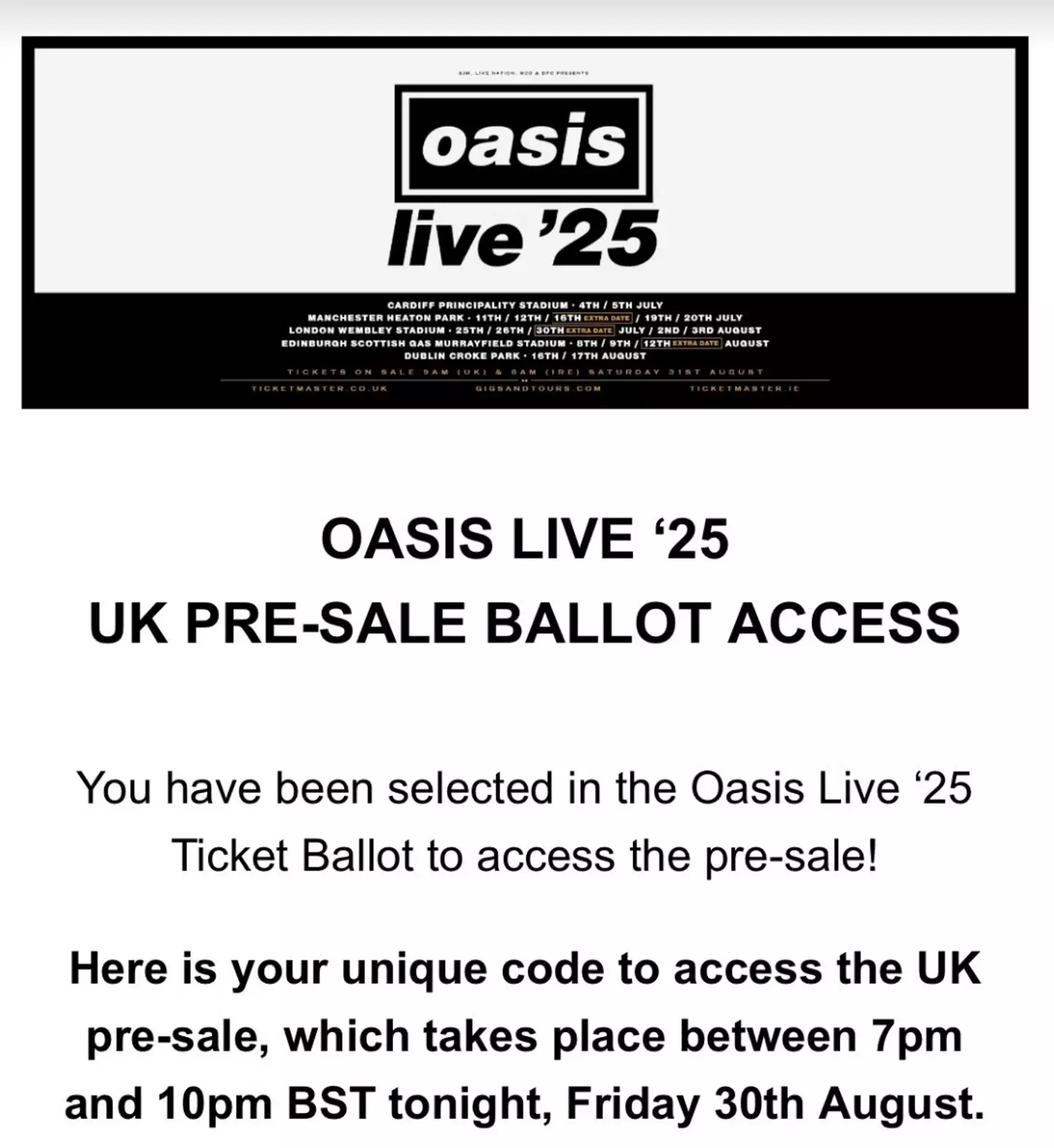 Some lucky fans had been given pre-sale access. (LADbible)