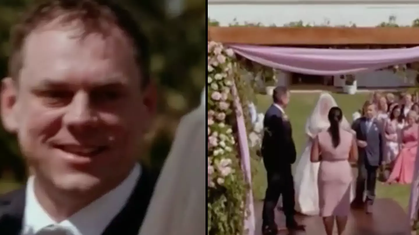 Groom caught saying 'oh s**t' in negative way when he sees bride walking down aisle
