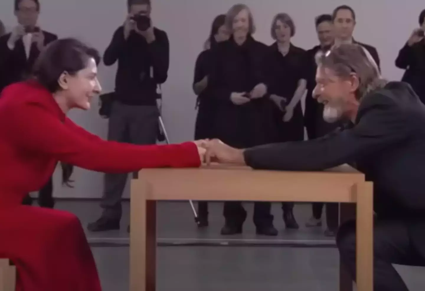 The artist broke her rule with her former partner as she reached across the table and they held hands (Museum of Modern Art)