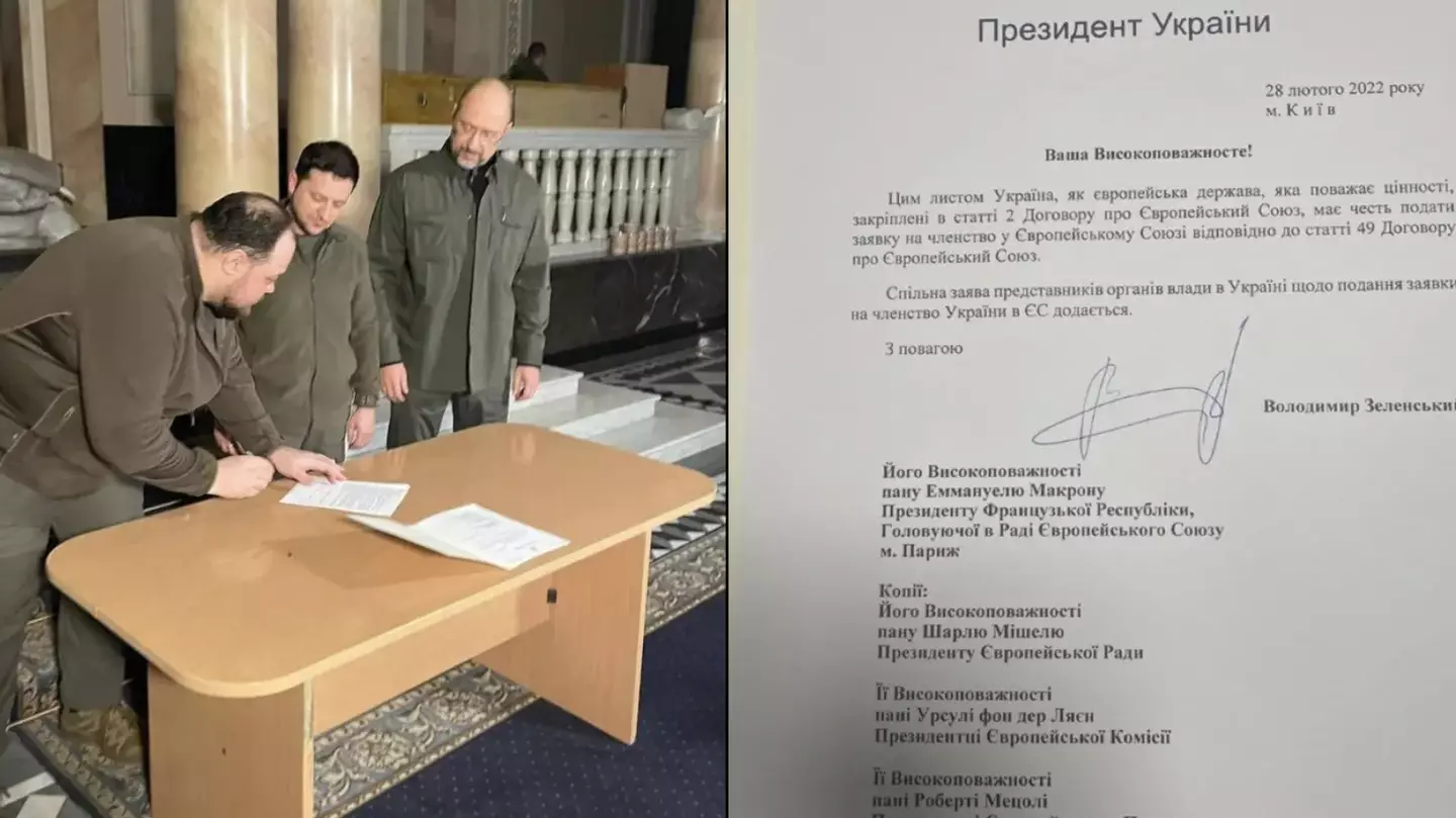 Ukraine President Volodymyr Zelenskyy Signs Application To The European Union