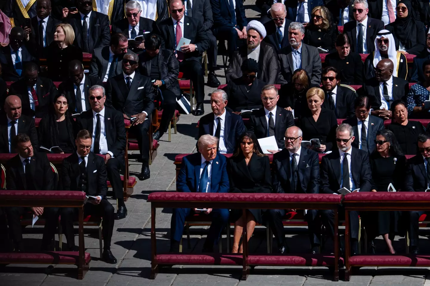 The dress code asked for a 'dark suit', most attendees chose to wear black (Massimo Valicchia/NurPhoto via Getty Images)