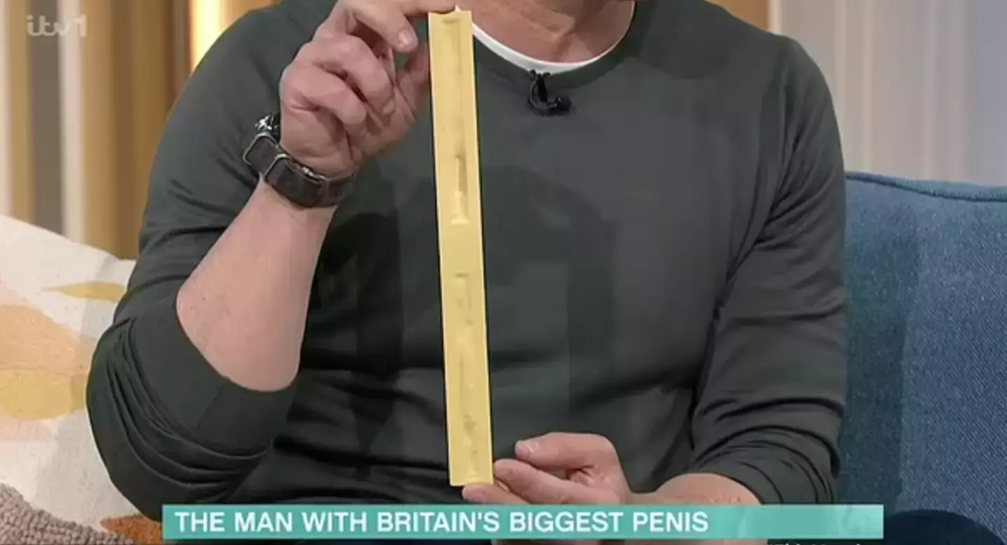 The bloke claims he has a nearly 12 inch manhood. (ITV)