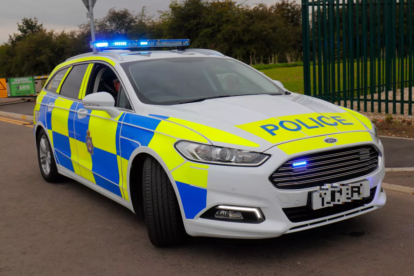 Marked police car.