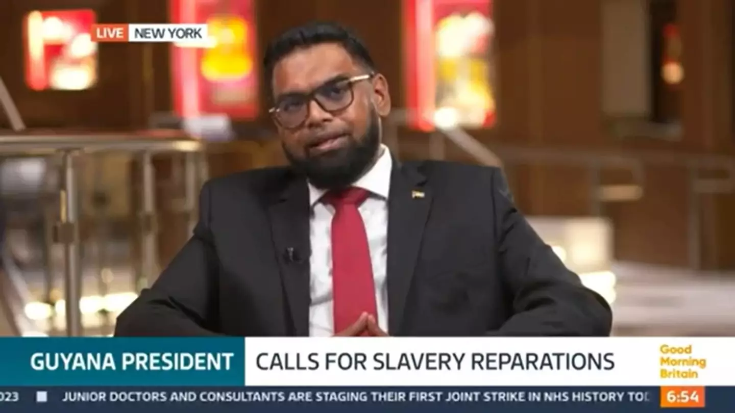 Madely was speaking with Irfaan Ali, the president of Guyana, about reparations for slavery.