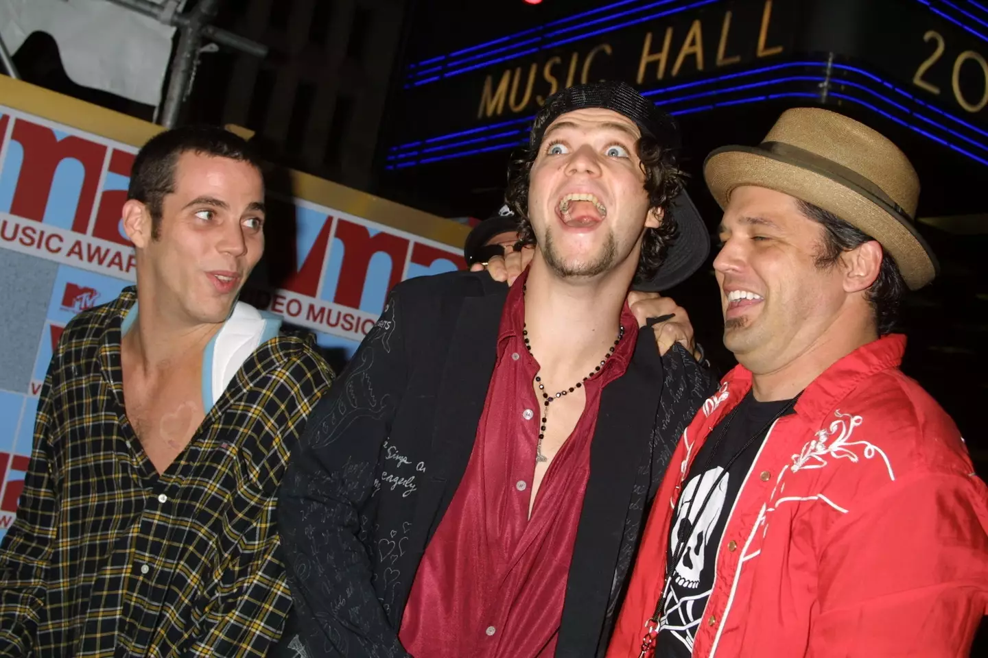 Steve-O, Bam Margera, and Johnny Knoxville back in the Jackass days.