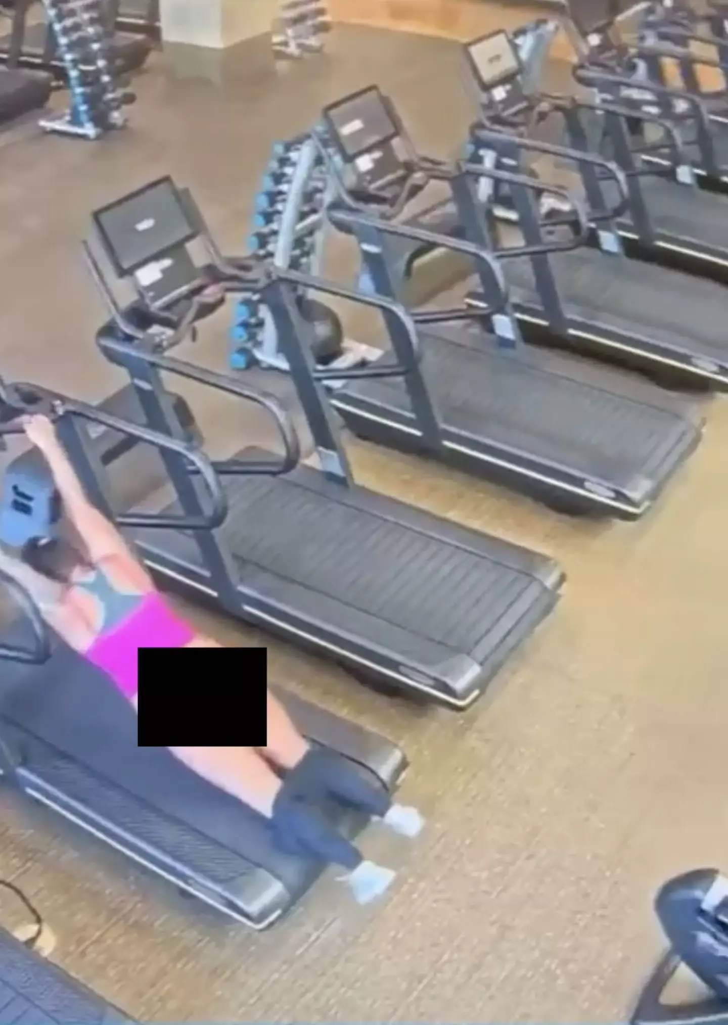 After tripping over her shoelace on a gym treadmill on May 24, Alyssa Konkel is now 'really afraid of treadmills'.