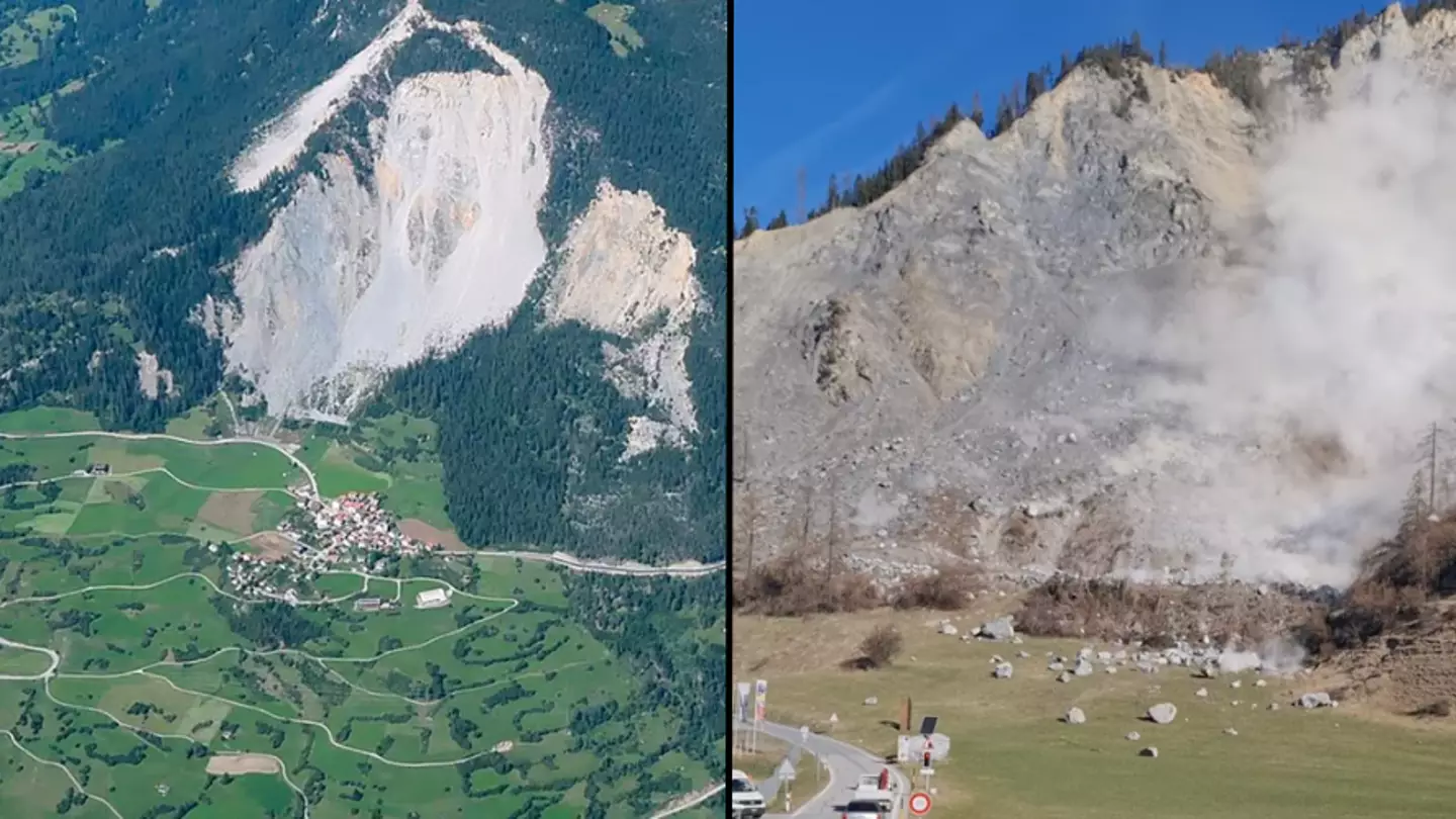Tiny village is about to be crushed by massive sliding rock
