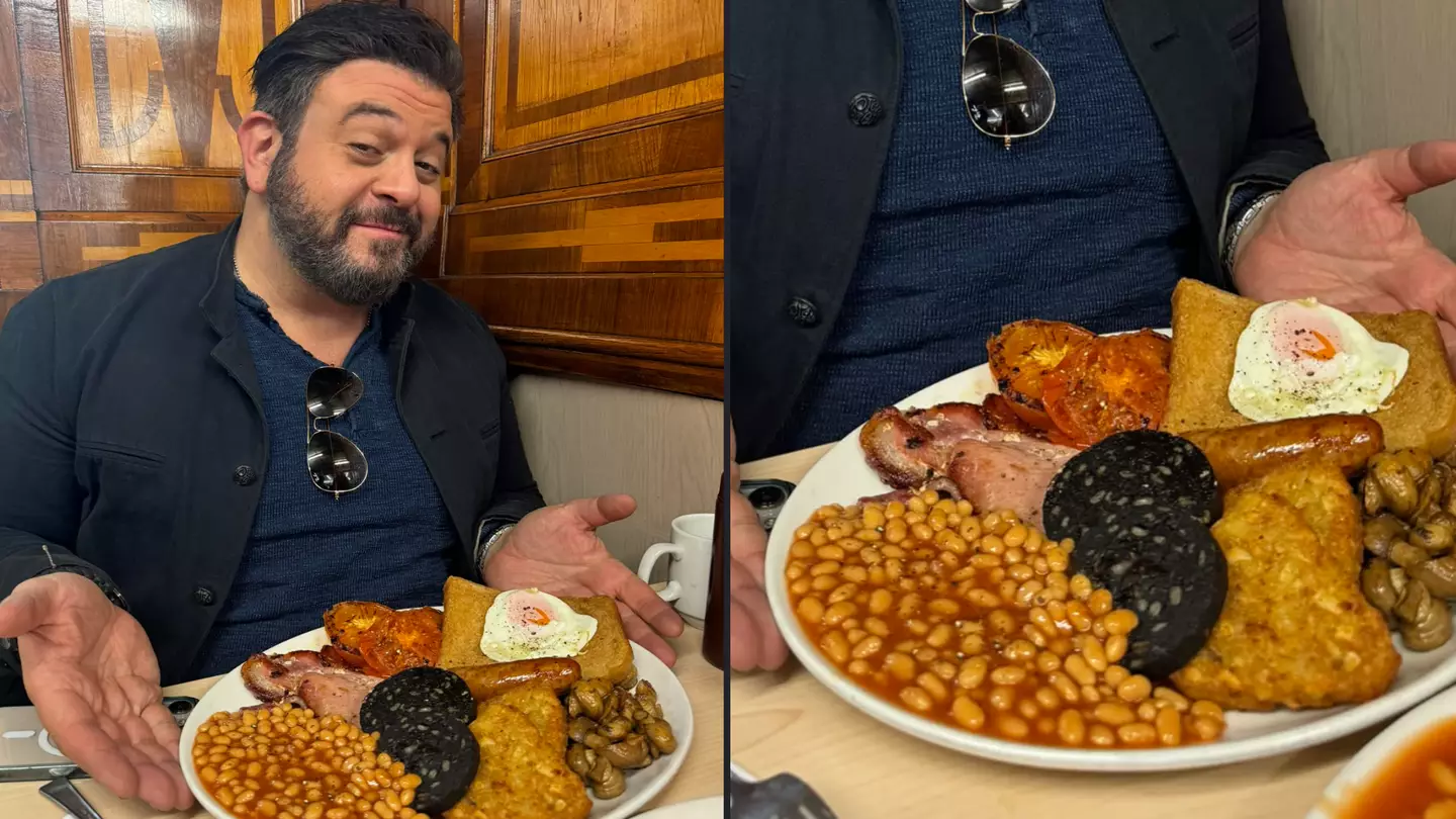 Brits point out criminal mistake as Man vs Food’s Adam Richman shares photo of his Full English breakfast