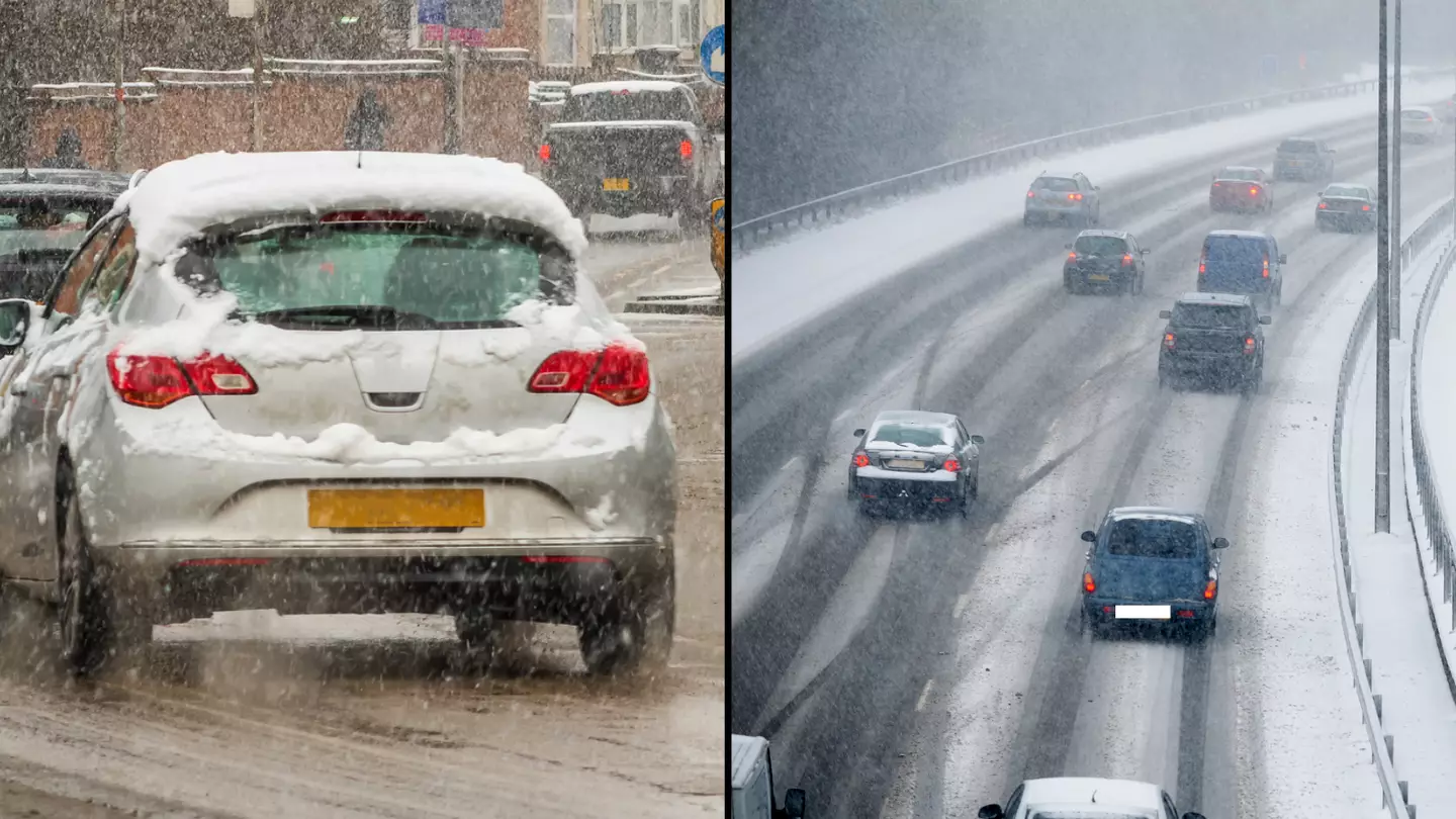 Urgent warning for motorists driving with snow on top of their car