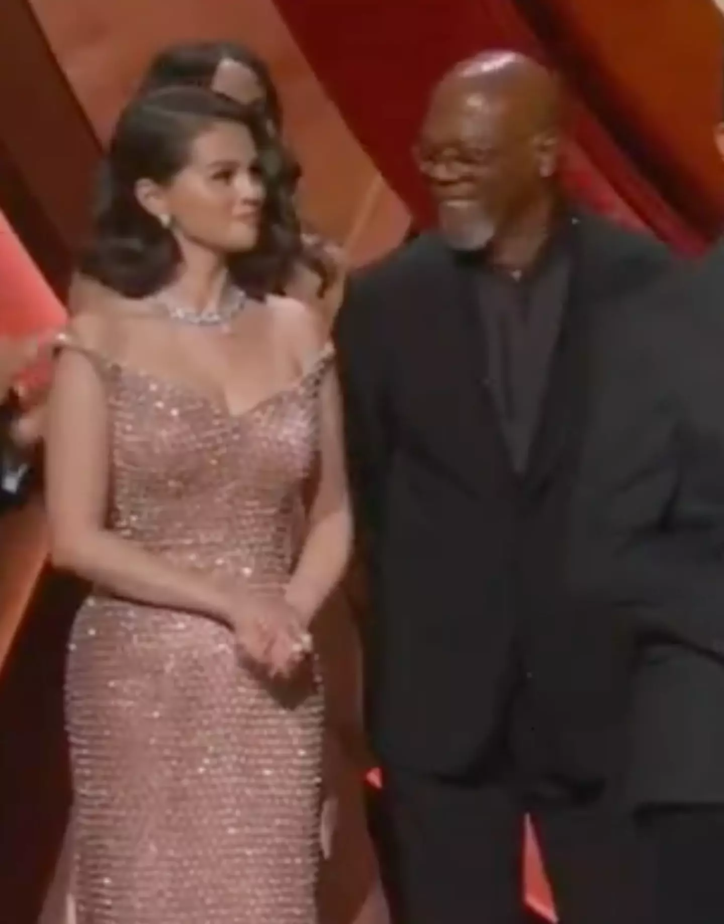 The two could be seen laughing during the speeches (ABC)
