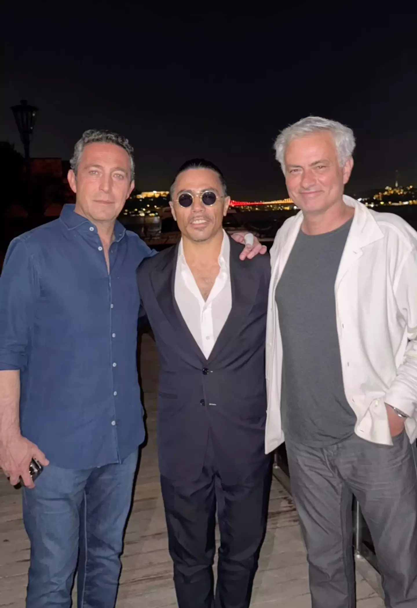 The viral star is still going strong...and still rubbing shoulders with football greats, but this time it's with José Mourinho off the pitch. (Instagram/@nusr_et)