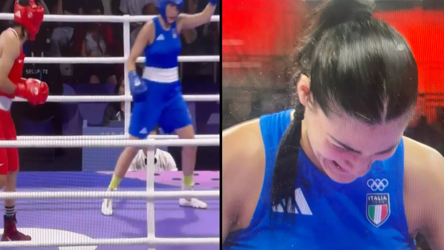 Olympic boxer walks out of ring after just 46 seconds against rival who had failed gender eligibility test