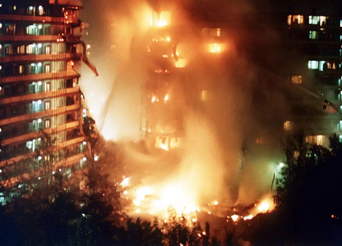 The cargo plane lost two engines and crashed into people's homes. (COR/ANP/AFP via Getty Images)