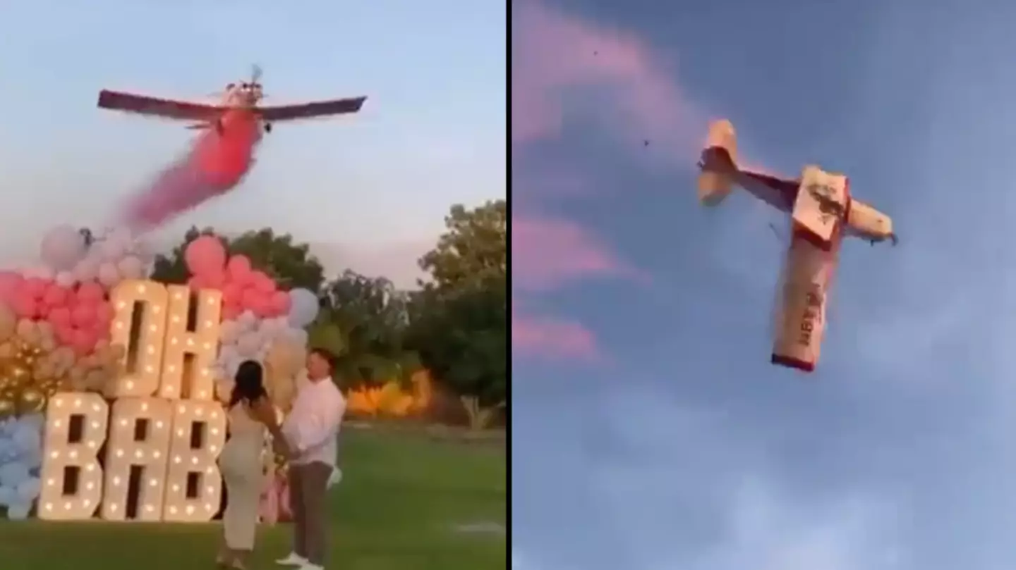 Terrifying moment gender reveal party turns deadly after plane carrying pink water crashes