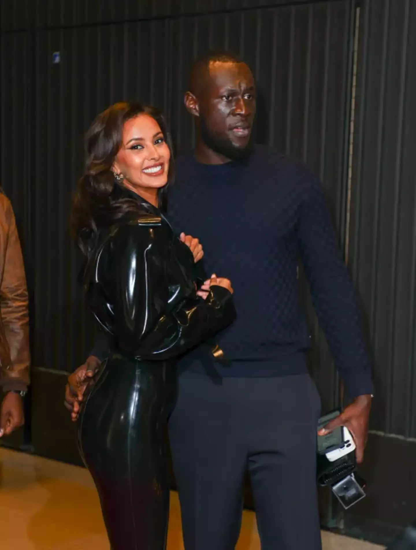 The Love Island host couldn't stop smiling with Stormzy on her arm.