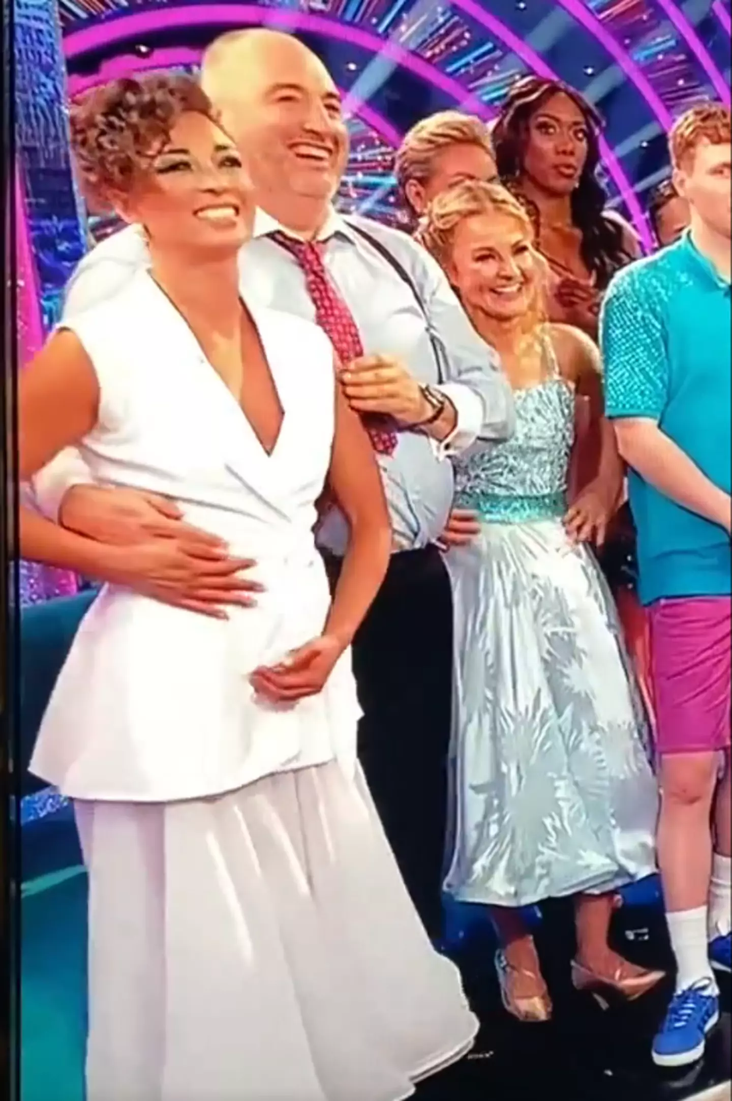 Viewers were concerned after Katya Jones appeared to move the opera singer's hand from her waist (BBC)