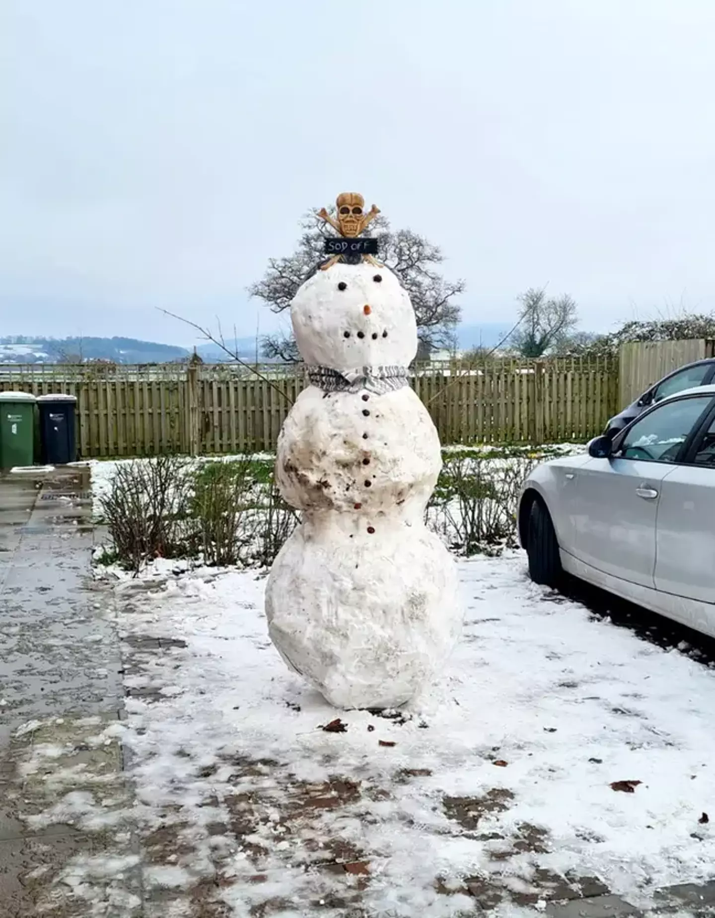 The completed snowman before it got smashed.