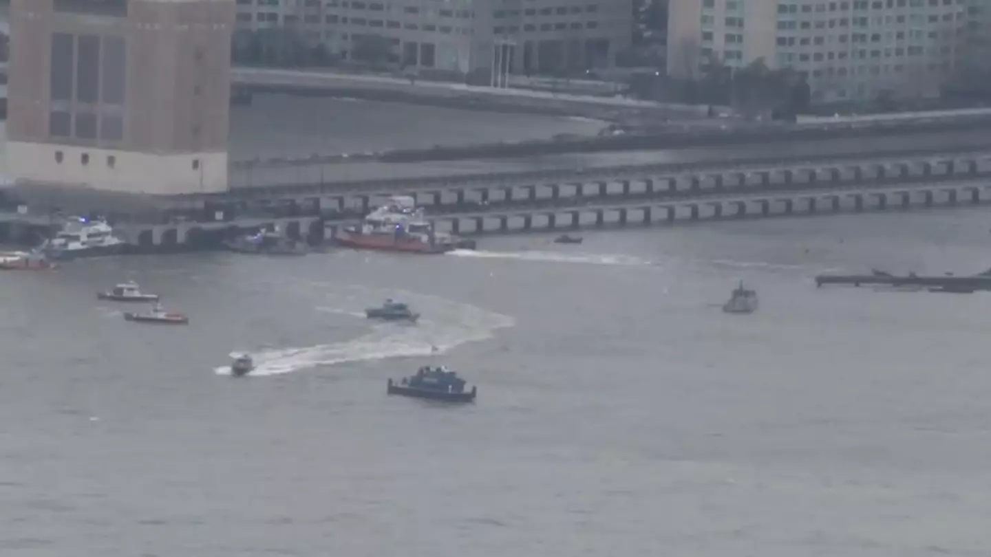 Helicopter crashes into New York’s Hudson River after it ‘split in half’ mid-flight