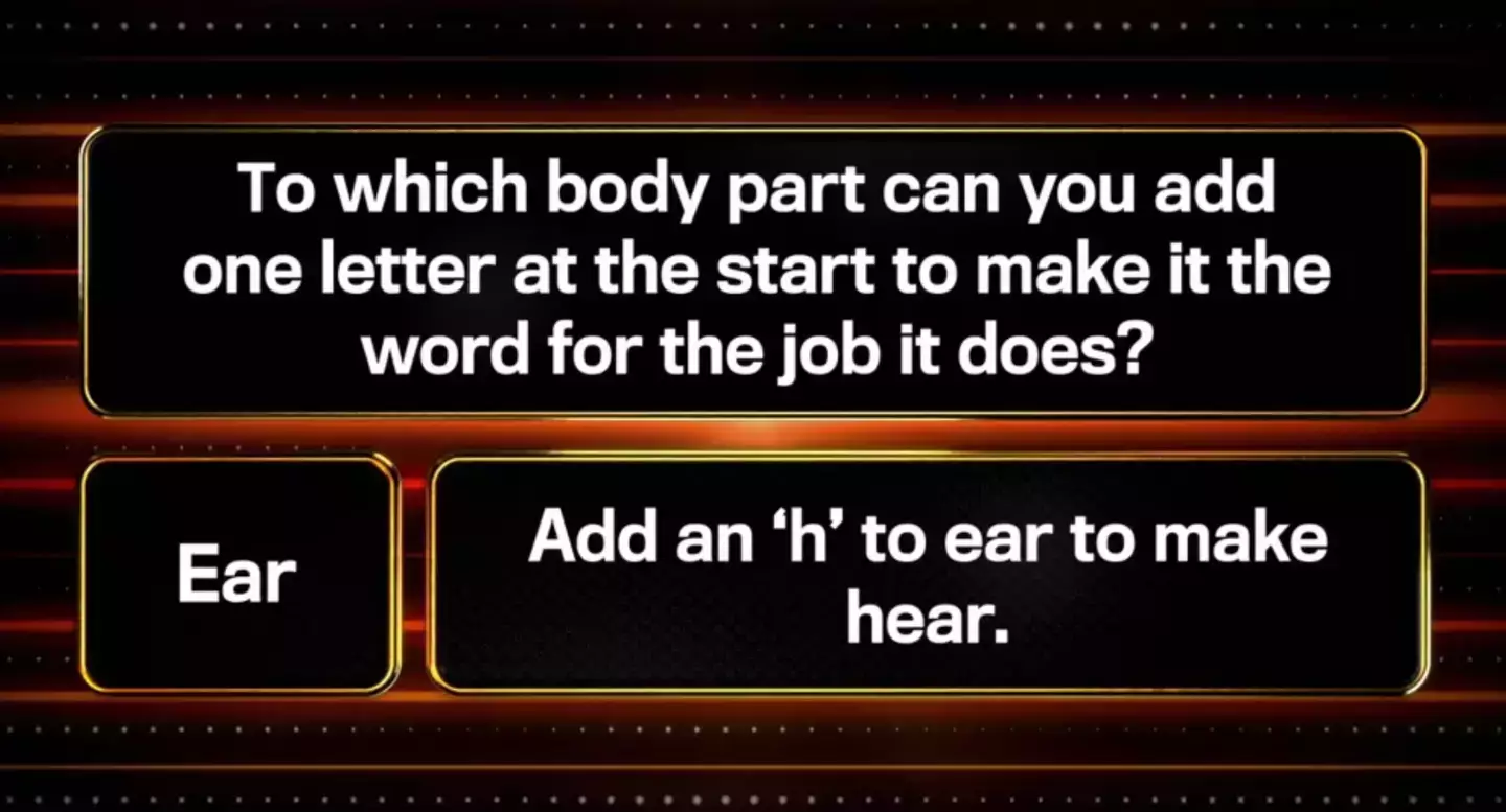 The answer was 'hear' and 'ear'. (ITV)